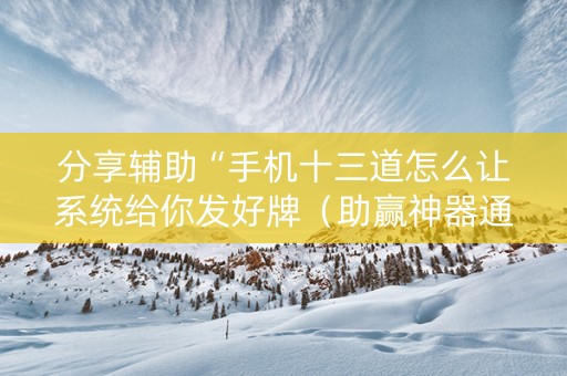 分享辅助“手机十三道怎么让系统给你发好牌（助赢神器通用版）