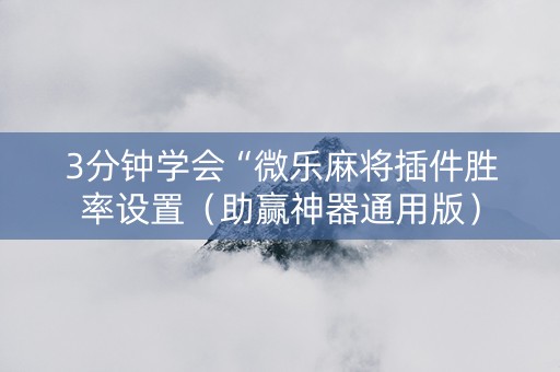 3分钟学会“微乐麻将插件胜率设置（助赢神器通用版）