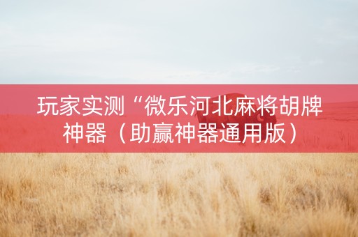 玩家实测“微乐河北麻将胡牌神器（助赢神器通用版）
