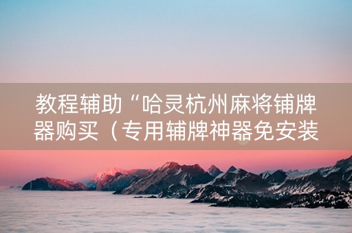 教程辅助“哈灵杭州麻将铺牌器购买（专用辅牌神器免安装）