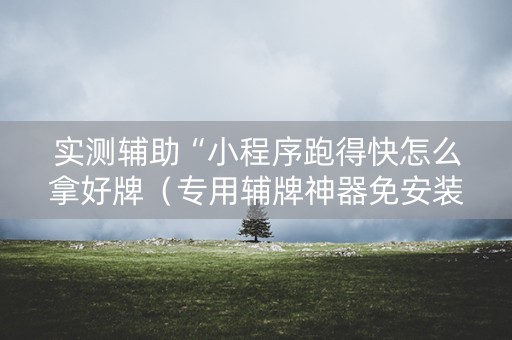 实测辅助“小程序跑得快怎么拿好牌（专用辅牌神器免安装）