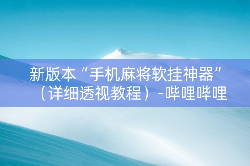 新版本“手机麻将软挂神器”（详细透视教程）-哔哩哔哩