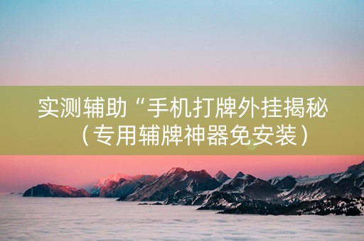 实测辅助“手机打牌外挂揭秘（专用辅牌神器免安装）