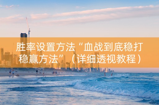 胜率设置方法“血战到底稳打稳赢方法”（详细透视教程）-哔哩哔哩