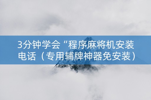 3分钟学会“程序麻将机安装电话（专用辅牌神器免安装）
