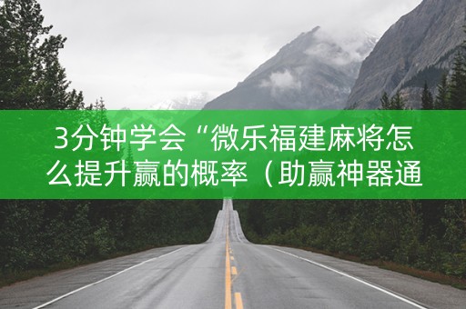 3分钟学会“微乐福建麻将怎么提升赢的概率（助赢神器通用版）