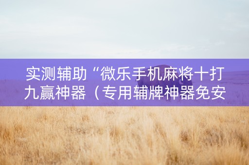 实测辅助“微乐手机麻将十打九赢神器（专用辅牌神器免安装）