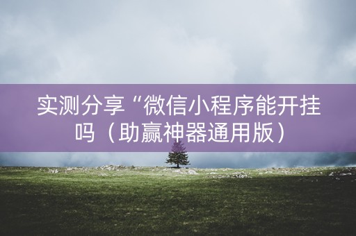 实测分享“微信小程序能开挂吗（助赢神器通用版）