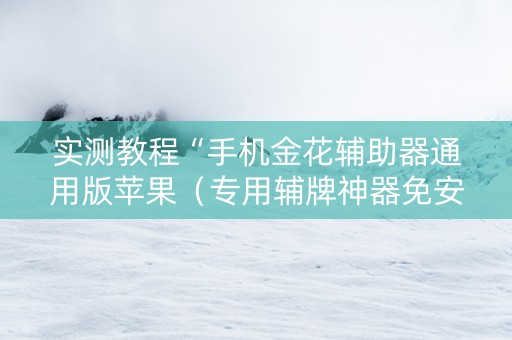 实测教程“手机金花辅助器通用版苹果（专用辅牌神器免安装）