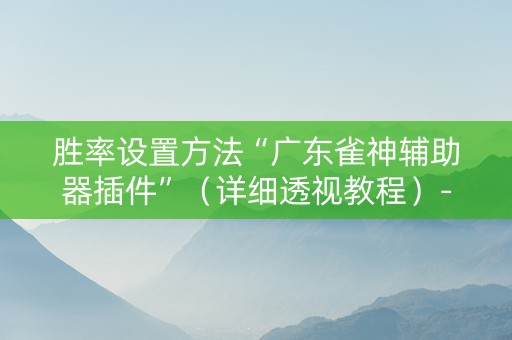 胜率设置方法“广东雀神辅助器插件”（详细透视教程）-哔哩哔哩