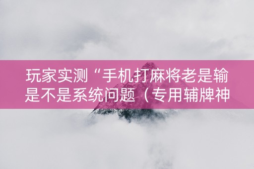 玩家实测“手机打麻将老是输是不是系统问题（专用辅牌神器免安装）