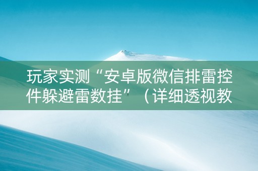 玩家实测“安卓版微信排雷控件躲避雷数挂”（详细透视教程）-哔哩哔哩