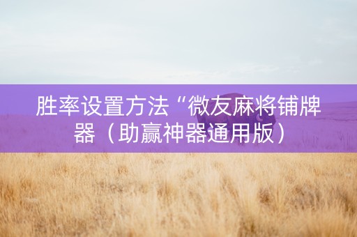 胜率设置方法“微友麻将铺牌器（助赢神器通用版）