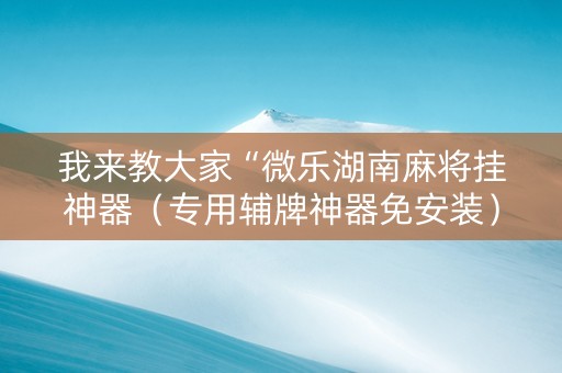 我来教大家“微乐湖南麻将挂神器（专用辅牌神器免安装）