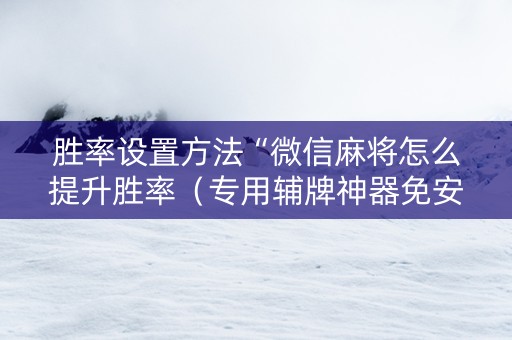 胜率设置方法“微信麻将怎么提升胜率（专用辅牌神器免安装）