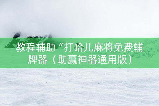 教程辅助“打哈儿麻将免费辅牌器（助赢神器通用版）