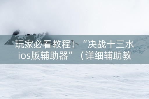 玩家必看教程！“决战十三水ios版辅助器”（详细辅助教程）-哔哩哔哩