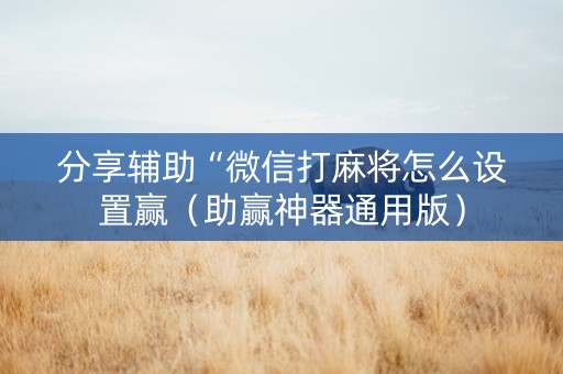 分享辅助“微信打麻将怎么设置赢（助赢神器通用版）