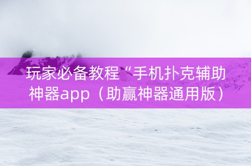 玩家必备教程“手机扑克辅助神器app（助赢神器通用版）