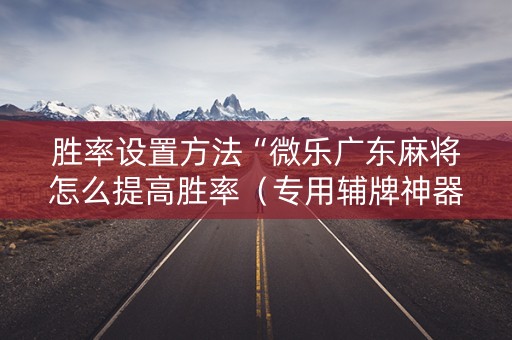胜率设置方法“微乐广东麻将怎么提高胜率（专用辅牌神器免安装）