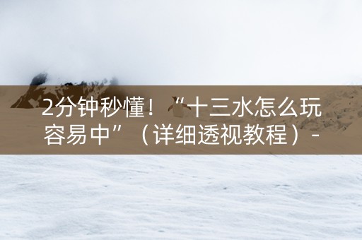 2分钟秒懂！“十三水怎么玩容易中”（详细透视教程）-哔哩哔哩