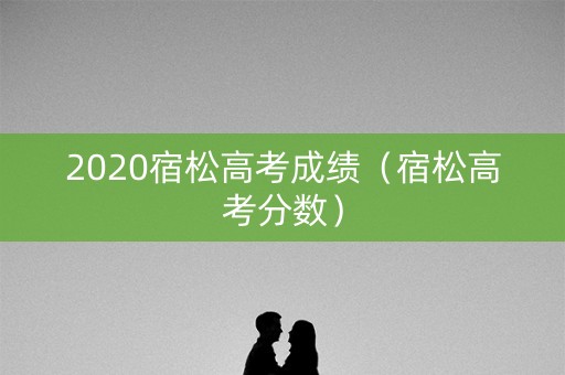 2020宿松高考成绩（宿松高考分数）