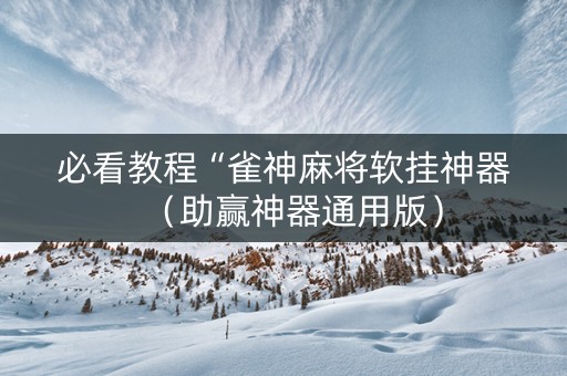 必看教程“雀神麻将软挂神器（助赢神器通用版）