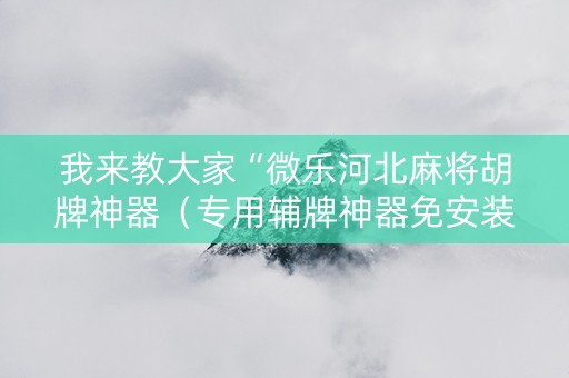 我来教大家“微乐河北麻将胡牌神器（专用辅牌神器免安装）