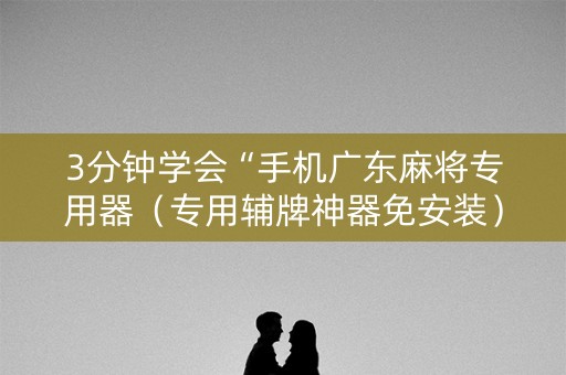 3分钟学会“手机广东麻将专用器（专用辅牌神器免安装）