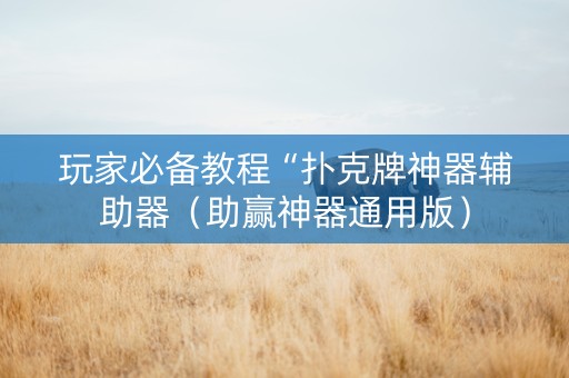 玩家必备教程“扑克牌神器辅助器（助赢神器通用版）