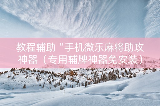 教程辅助“手机微乐麻将助攻神器（专用辅牌神器免安装）