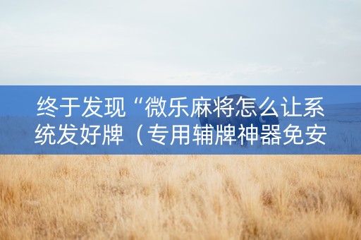 终于发现“微乐麻将怎么让系统发好牌（专用辅牌神器免安装）
