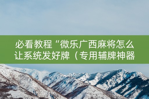 必看教程“微乐广西麻将怎么让系统发好牌（专用辅牌神器免安装）