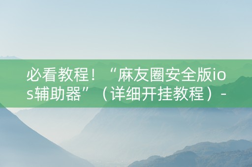 必看教程！“麻友圈安全版ios辅助器”（详细开挂教程）-哔哩哔哩