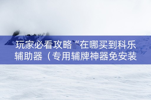 玩家必看攻略“在哪买到科乐辅助器（专用辅牌神器免安装）