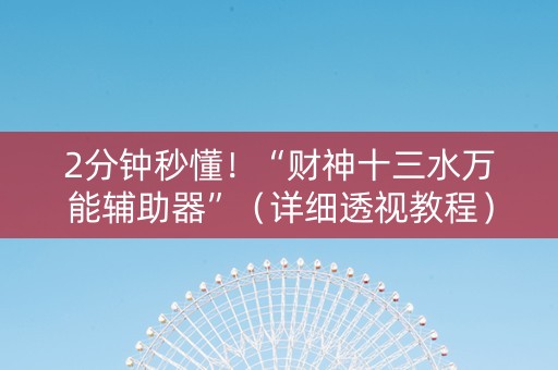 2分钟秒懂！“财神十三水万能辅助器”（详细透视教程）-哔哩哔哩