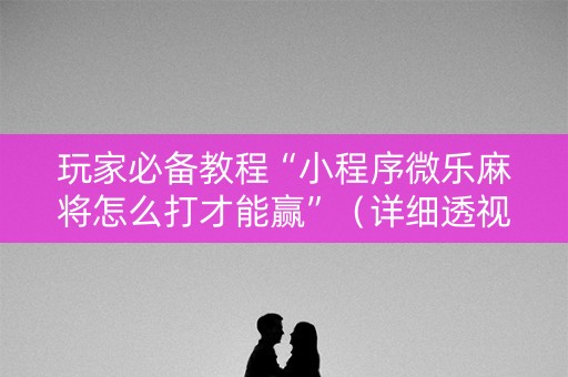 玩家必备教程“小程序微乐麻将怎么打才能赢”（详细透视教程）-哔哩哔哩
