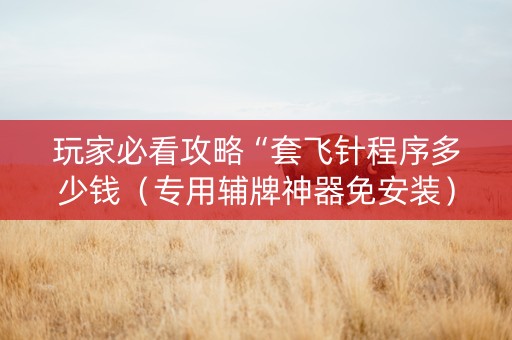 玩家必看攻略“套飞针程序多少钱（专用辅牌神器免安装）