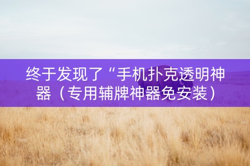 终于发现了“手机扑克透明神器（专用辅牌神器免安装）