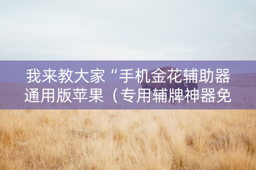 我来教大家“手机金花辅助器通用版苹果（专用辅牌神器免安装）