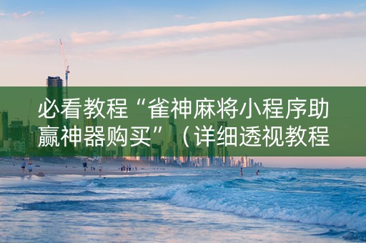 必看教程“雀神麻将小程序助赢神器购买”（详细透视教程）-哔哩哔哩