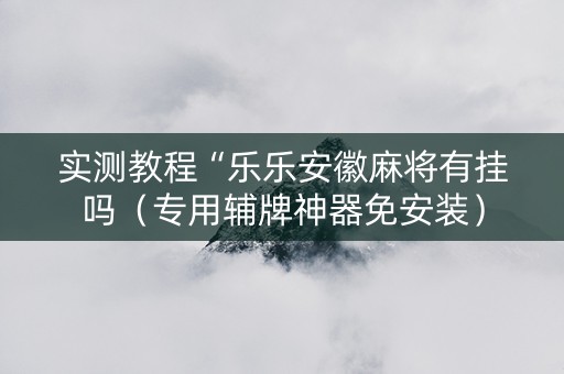 实测教程“乐乐安徽麻将有挂吗（专用辅牌神器免安装）