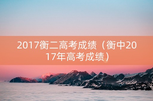 2017衡二高考成绩（衡中2017年高考成绩）