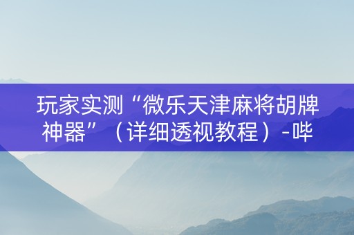 玩家实测“微乐天津麻将胡牌神器”（详细透视教程）-哔哩哔哩