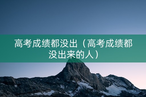 高考成绩都没出（高考成绩都没出来的人）