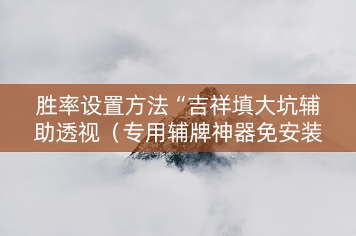 胜率设置方法“吉祥填大坑辅助透视（专用辅牌神器免安装）