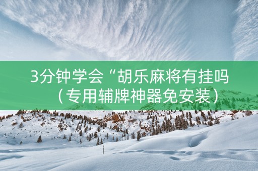 3分钟学会“胡乐麻将有挂吗（专用辅牌神器免安装）