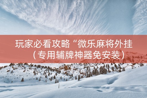 玩家必看攻略“微乐麻将外挂（专用辅牌神器免安装）