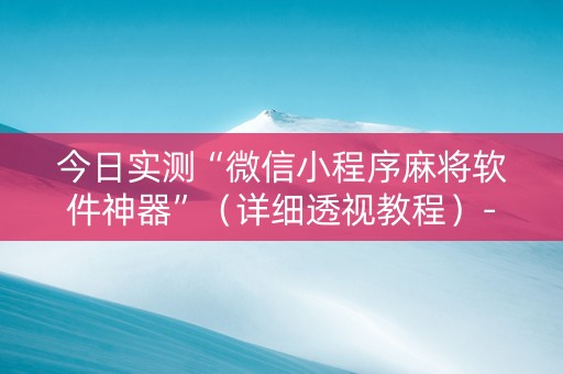 今日实测“微信小程序麻将软件神器”（详细透视教程）-哔哩哔哩