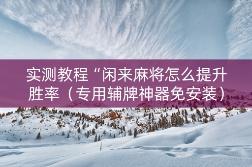 实测教程“闲来麻将怎么提升胜率（专用辅牌神器免安装）